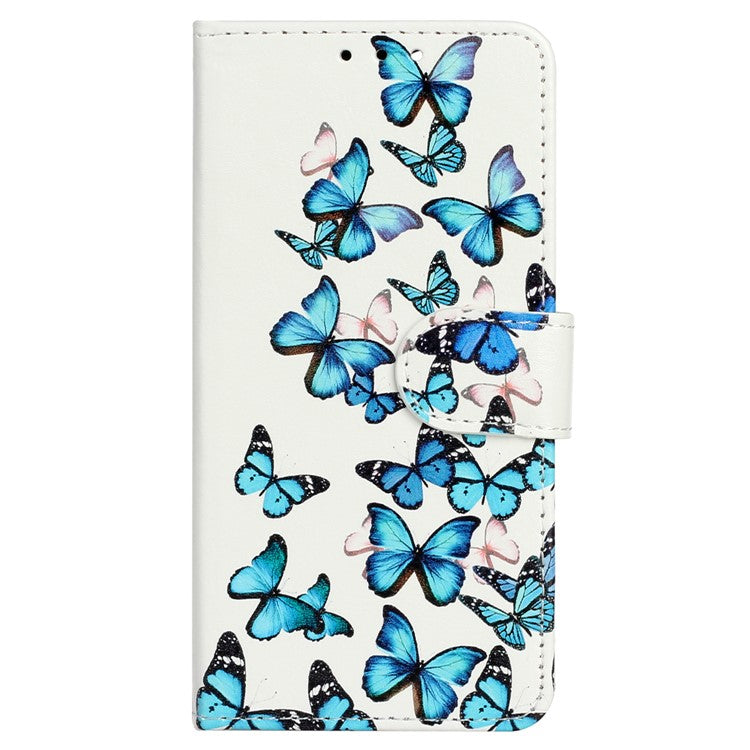 For Google Pixel 9 Pro / Pixel 9 Case Leather Pattern Design Flip Wallet Phone Cover - Blue Butterfly