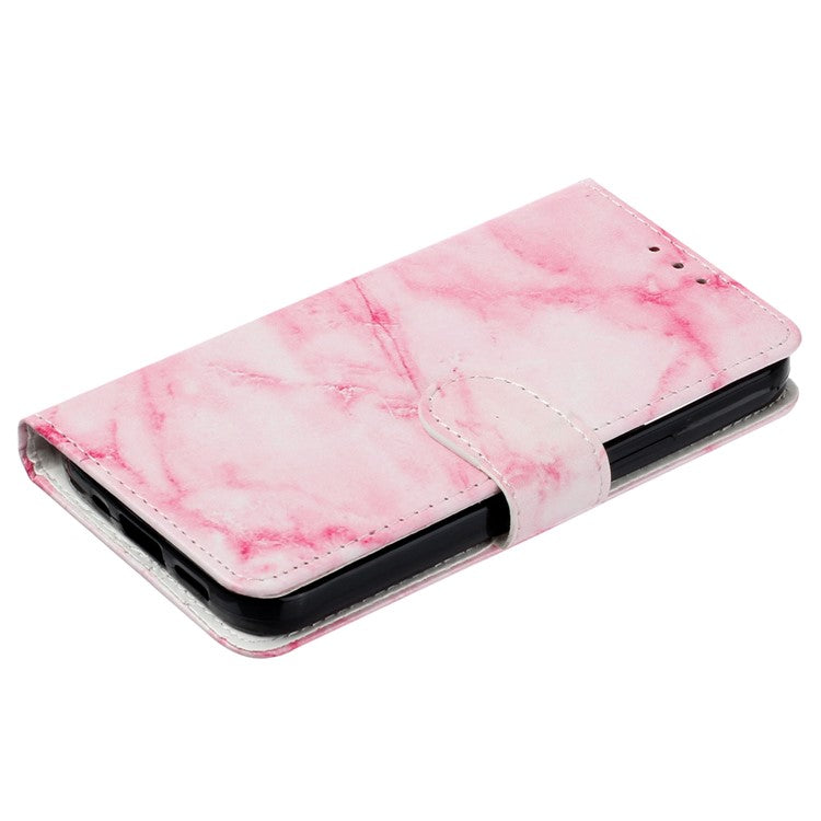 For Google Pixel 9 Pro / Pixel 9 Case Leather Pattern Design Flip Wallet Phone Cover - Pink Marble