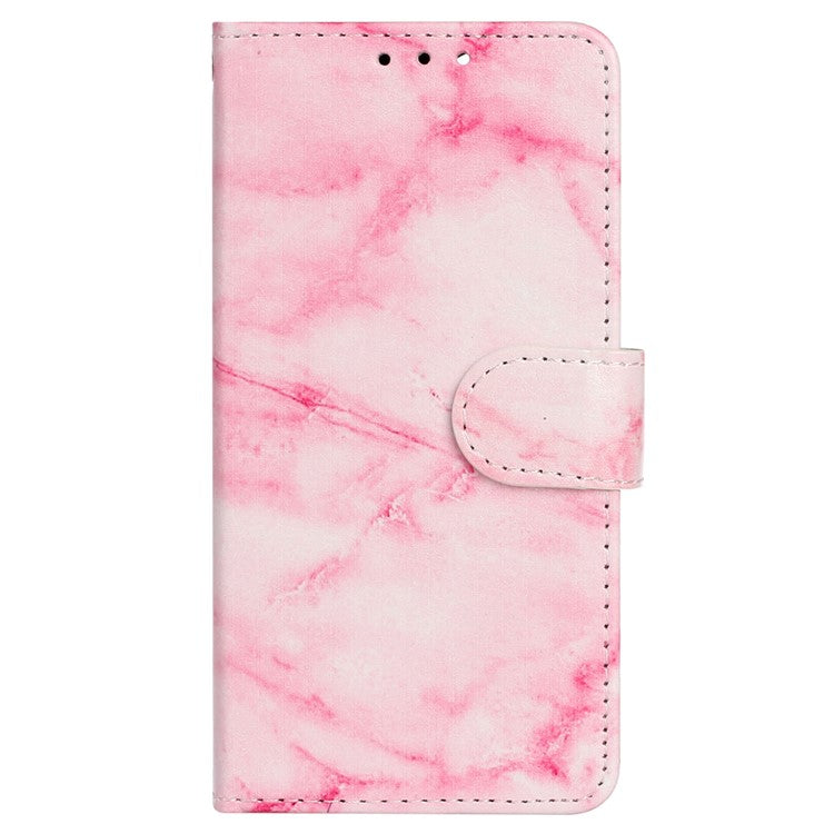 For Google Pixel 9 Pro / Pixel 9 Case Leather Pattern Design Flip Wallet Phone Cover - Pink Marble