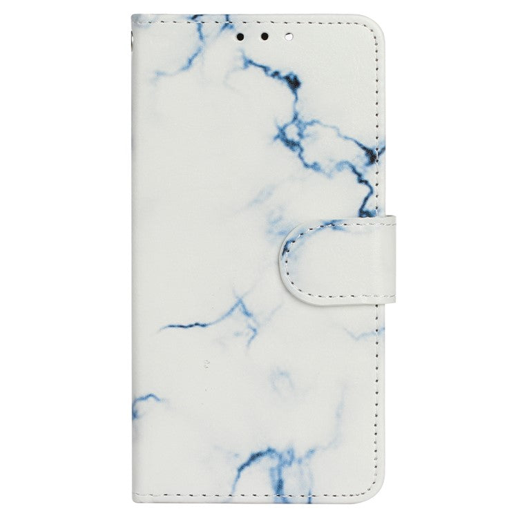 For Google Pixel 9 Pro / Pixel 9 Case Leather Pattern Design Flip Wallet Phone Cover - White Marble