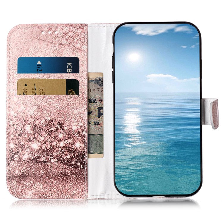 For Google Pixel 9 Pro / Pixel 9 Case Leather Pattern Design Flip Wallet Phone Cover - Rose Gold Marble