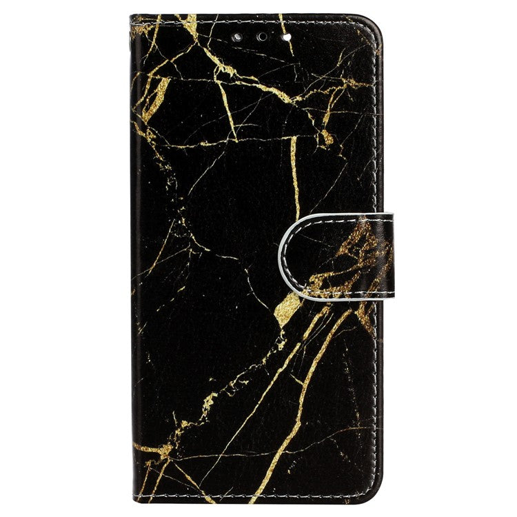 For Google Pixel 9 Pro / Pixel 9 Case Leather Pattern Design Flip Wallet Phone Cover - Black Gold Marble