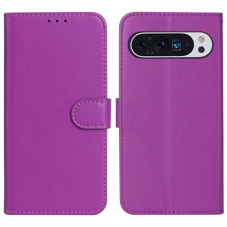 For Google Pixel 9 Pro / Pixel 9 Case Wallet Style Flip Leather Phone Cover Card Holder - Purple