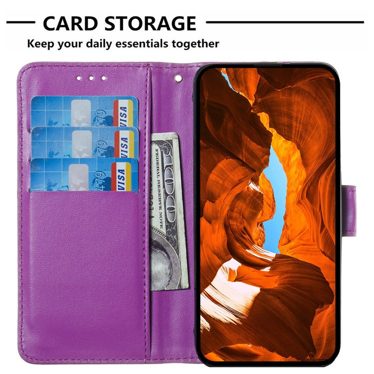 For Google Pixel 9 Pro / Pixel 9 Case Wallet Style Flip Leather Phone Cover Card Holder - Purple