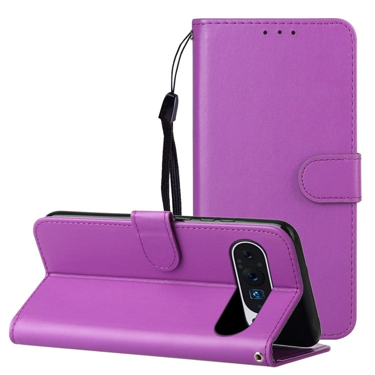 For Google Pixel 9 Pro / Pixel 9 Case Wallet Style Flip Leather Phone Cover Card Holder - Purple