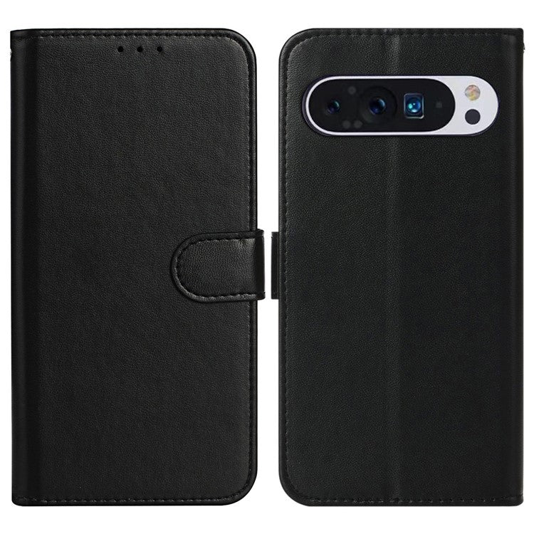 For Google Pixel 9 Pro / Pixel 9 Case Wallet Style Flip Leather Phone Cover Card Holder - Black