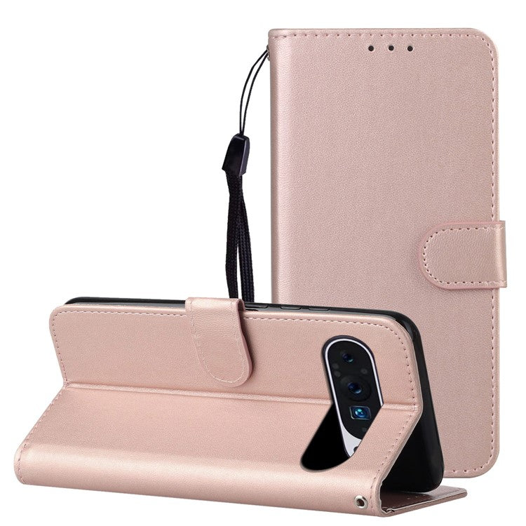 For Google Pixel 9 Pro / Pixel 9 Case Wallet Style Flip Leather Phone Cover Card Holder - Rose Gold