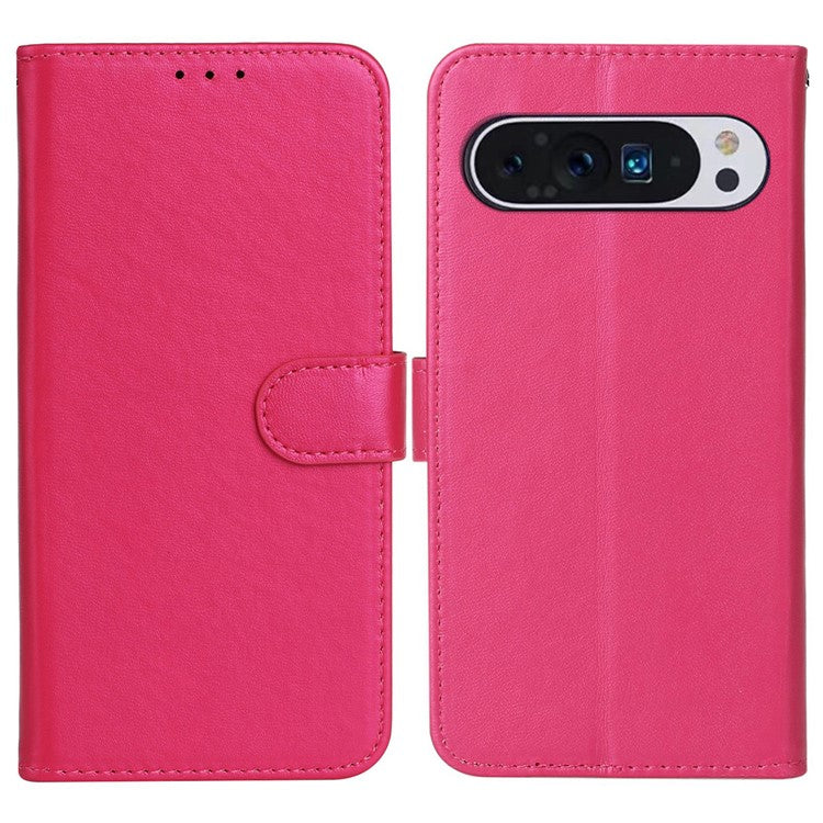 For Google Pixel 9 Pro / Pixel 9 Case Wallet Style Flip Leather Phone Cover Card Holder - Rose