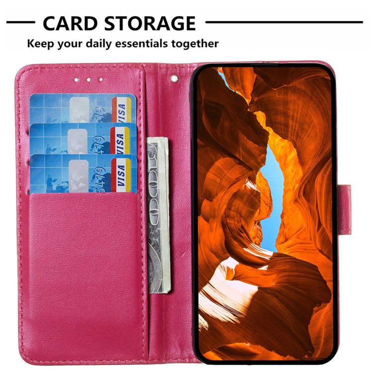 For Google Pixel 9 Pro / Pixel 9 Case Wallet Style Flip Leather Phone Cover Card Holder - Rose