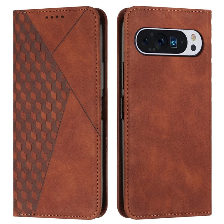 For Google Pixel 9 Pro XL Wholesale Cell Phone Stand Case Magnetic Closure PU Leather Cover - Brown