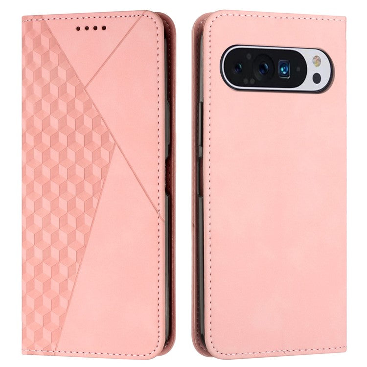 For Google Pixel 9 Pro XL Wholesale Cell Phone Stand Case Magnetic Closure PU Leather Cover - Rose Gold