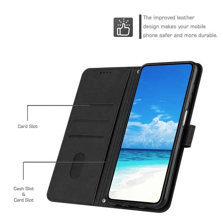 For Google Pixel 9 Pro XL Case Viewing Stand PU Leather Phone Cover Imprinted Pattern - Black