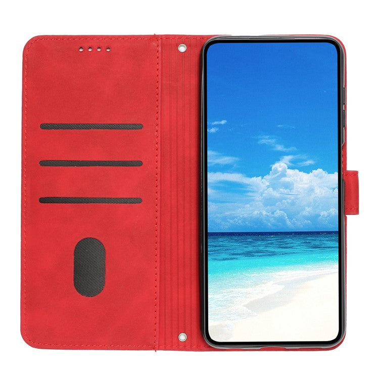 For Google Pixel 9 Pro XL Case Viewing Stand PU Leather Phone Cover Imprinted Pattern - Red