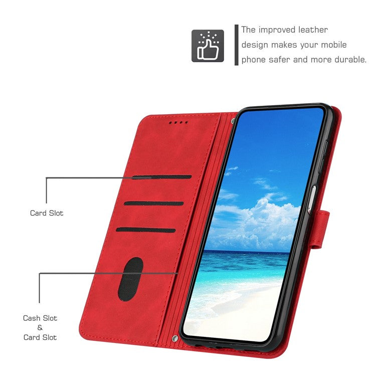 For Google Pixel 9 Pro XL Case Viewing Stand PU Leather Phone Cover Imprinted Pattern - Red