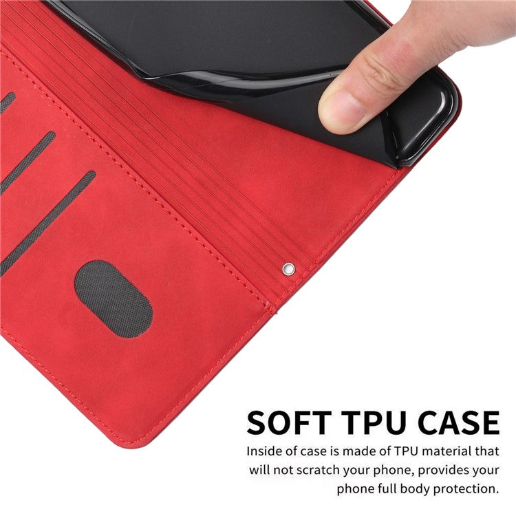 For Google Pixel 9 Pro XL Case Viewing Stand PU Leather Phone Cover Imprinted Pattern - Red