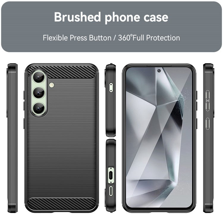 For Samsung Galaxy S24 FE Case Carbon Fiber Texture Brushed TPU Phone Cover - Black