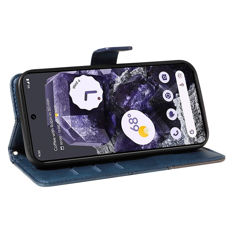 For Google Pixel 9 Pro Case Geometric Line Wallet Leather Phone Cover - Blue