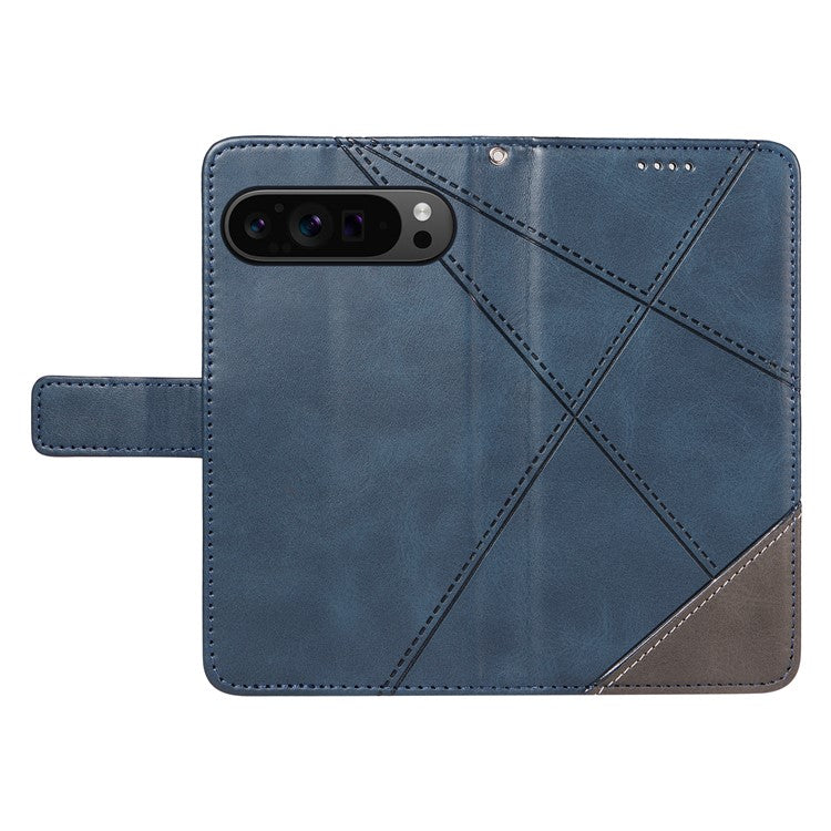 For Google Pixel 9 Pro Case Geometric Line Wallet Leather Phone Cover - Blue