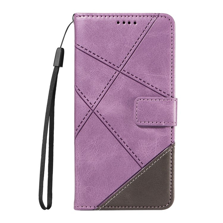 For Google Pixel 9 Pro Case Geometric Line Wallet Leather Phone Cover - Purple