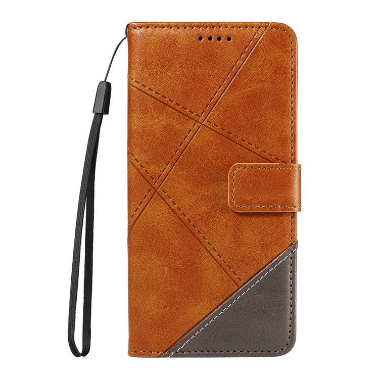 For Google Pixel 9 Pro Case Geometric Line Wallet Leather Phone Cover - Brown