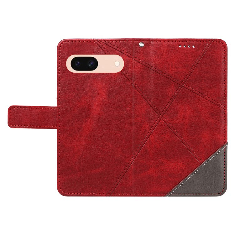 For Google Pixel 8a Case Calf Texture Leather Matte TPU Bumper Phone Cover Geometric Line - Red