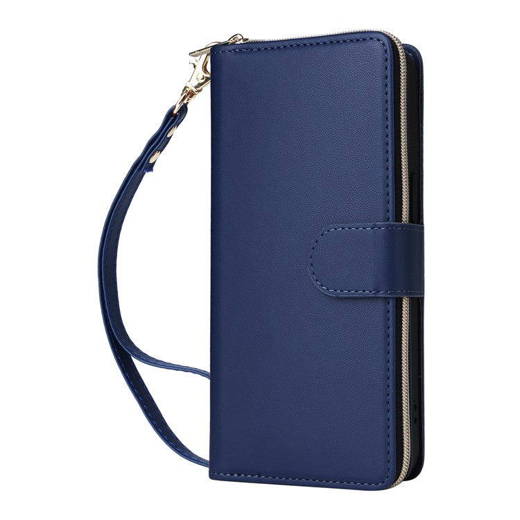 R20-For-iPhone-14-/-13-Case-Zipper-Pocket-Leather-Phone-Cover-Stand-View---Blue