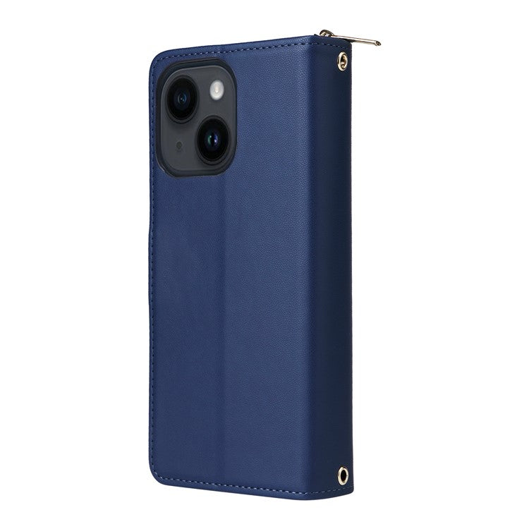 R20-For-iPhone-14-/-13-Case-Zipper-Pocket-Leather-Phone-Cover-Stand-View---Blue