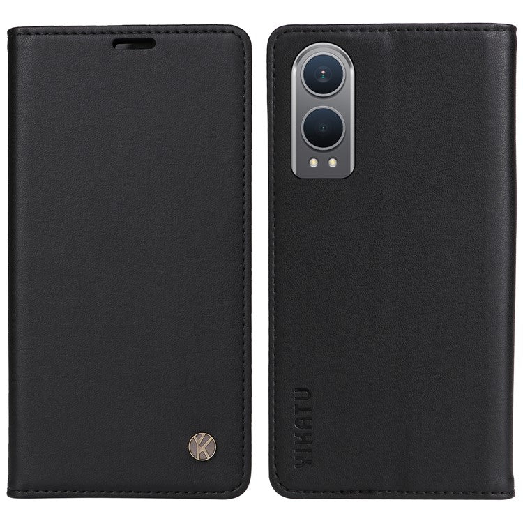 YIKATU YK-001 For OnePlus Nord CE4 Lite 5G / Oppo K12x 5G (China) Case Leather Phone Cover Magnetic Closure Bookstyle Stand - Black