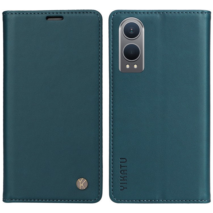 YIKATU YK-001 For OnePlus Nord CE4 Lite 5G / Oppo K12x 5G (China) Case Leather Phone Cover Magnetic Closure Bookstyle Stand - Green