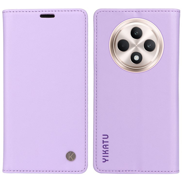 YIKATU YK-001 For Oppo Reno12 F 4G Case Wallet Leather Phone Cover Strong Magnetic Closure - Light Purple