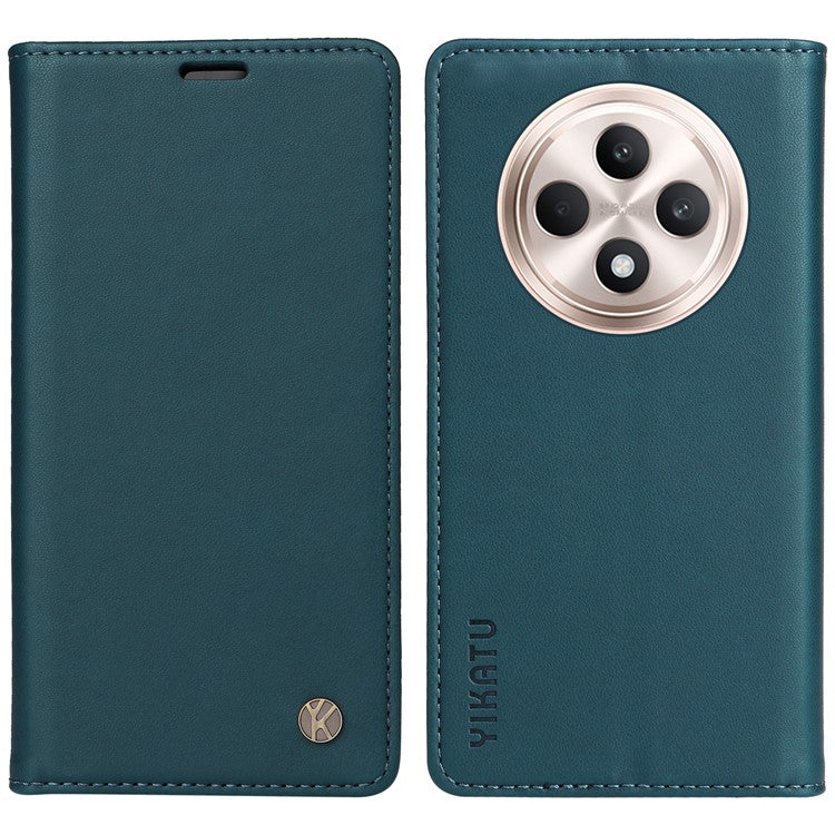 YIKATU YK-001 For Oppo Reno12 F 4G Case Wallet Leather Phone Cover Strong Magnetic Closure - Green