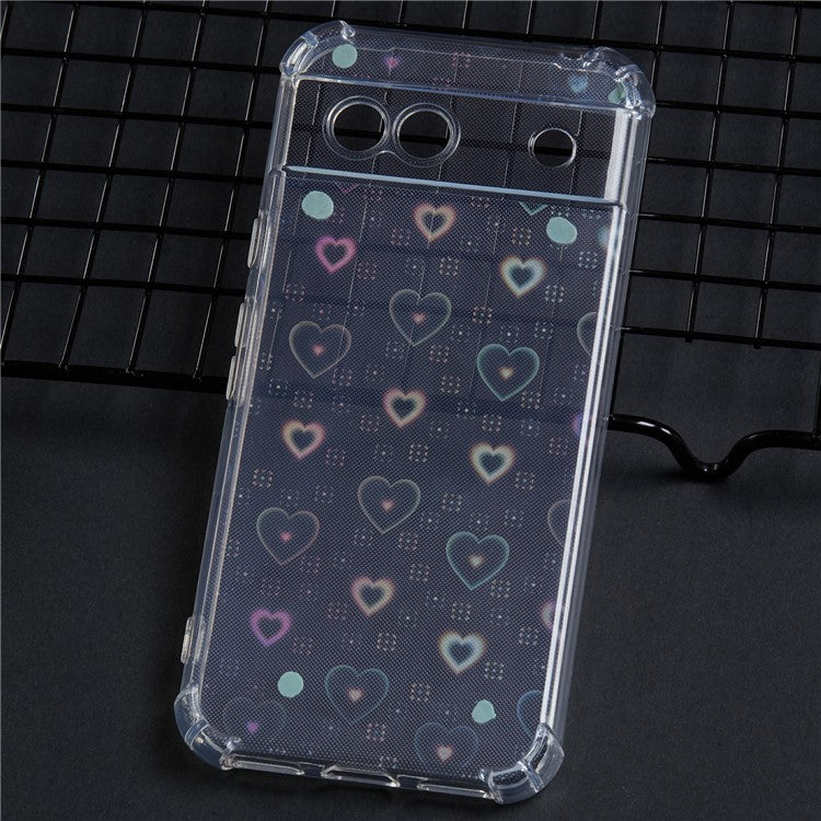 For Google Pixel 8a Phone Case Shockproof TPU Clear Back Cover with 4 Removable Papers