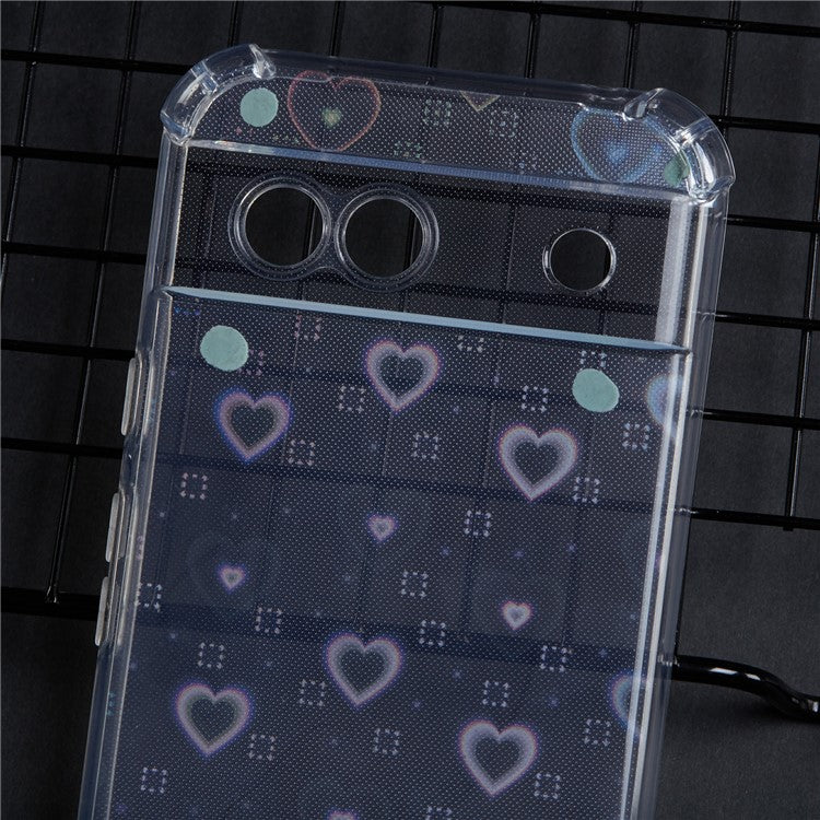 For Google Pixel 8a Phone Case Shockproof TPU Clear Back Cover with 4 Removable Papers