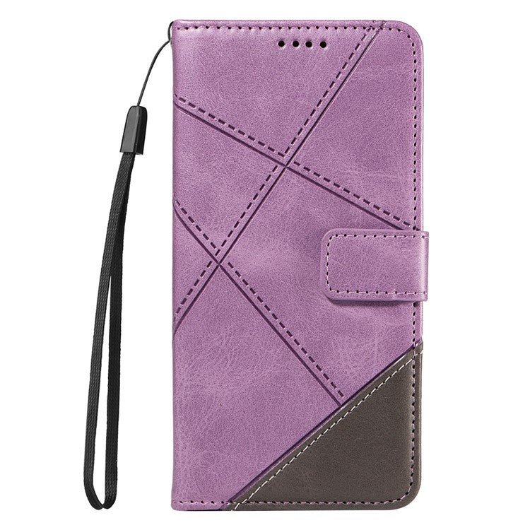 For Google Pixel 8 Pro Case Lines Pattern PU Leather Wallet Folio Phone Cover - Purple