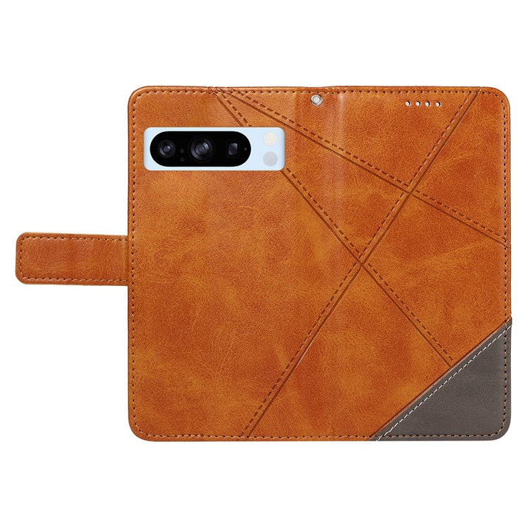 For Google Pixel 8 Pro Case Lines Pattern PU Leather Wallet Folio Phone Cover - Brown