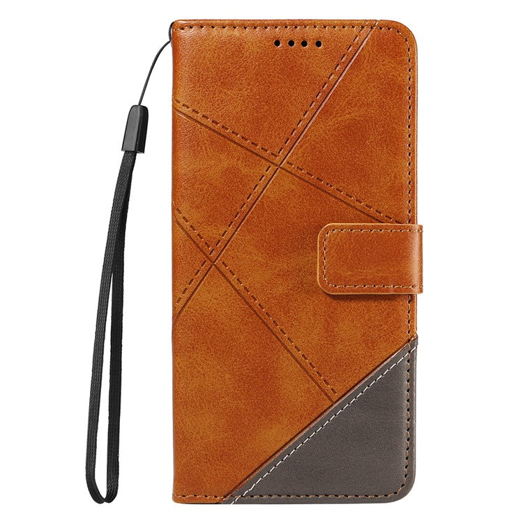 For Google Pixel 8 Pro Case Lines Pattern PU Leather Wallet Folio Phone Cover - Brown