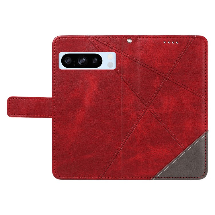 For Google Pixel 8 Pro Case Lines Pattern PU Leather Wallet Folio Phone Cover - Red