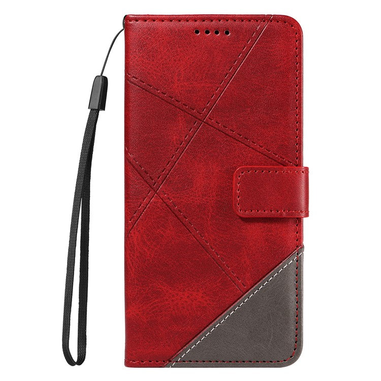 For Google Pixel 8 Pro Case Lines Pattern PU Leather Wallet Folio Phone Cover - Red