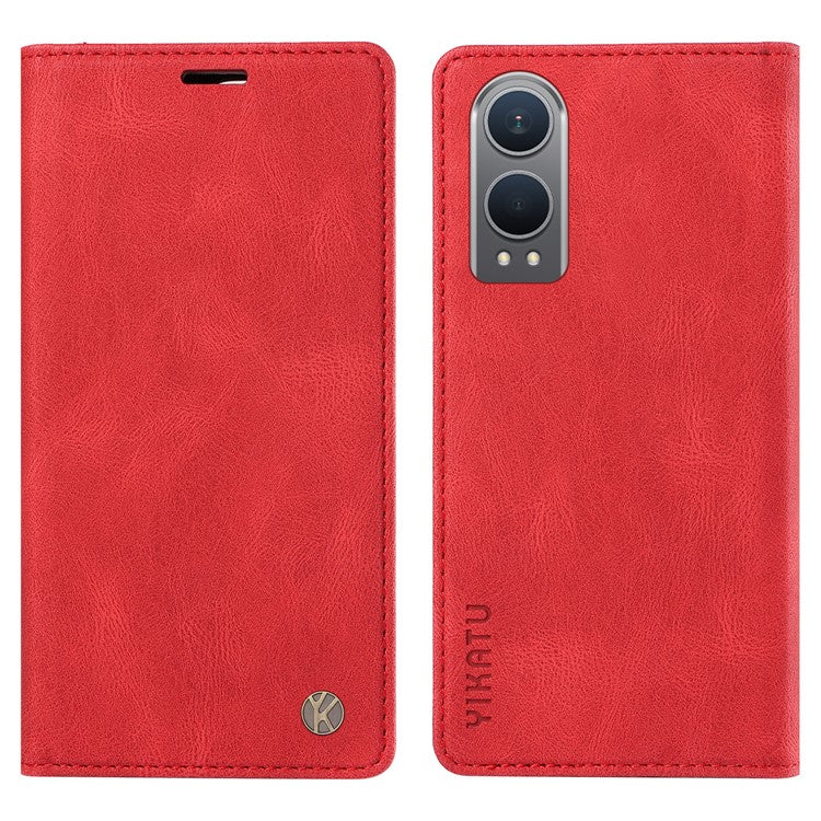 YIKATU YK-004 For OnePlus Nord CE4 Lite 5G / Oppo K12x 5G (China) Case Leather Phone Cover Wallet with Card Holder - Red