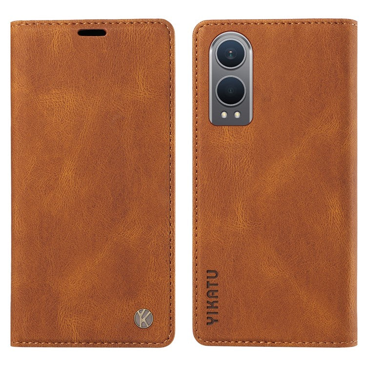 YIKATU YK-004 For OnePlus Nord CE4 Lite 5G / Oppo K12x 5G (China) Case Leather Phone Cover Wallet with Card Holder - Brown