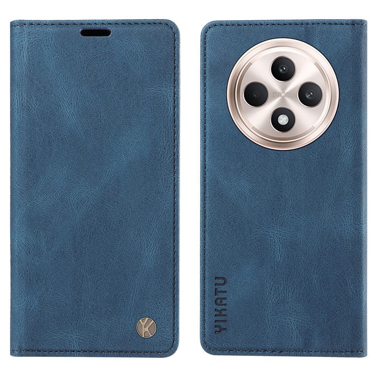 YIKATU YK-004 For Oppo Reno12 F 4G Case Leather Magnetic Auto-absorbed Phone Cover Skin-touch - Blue