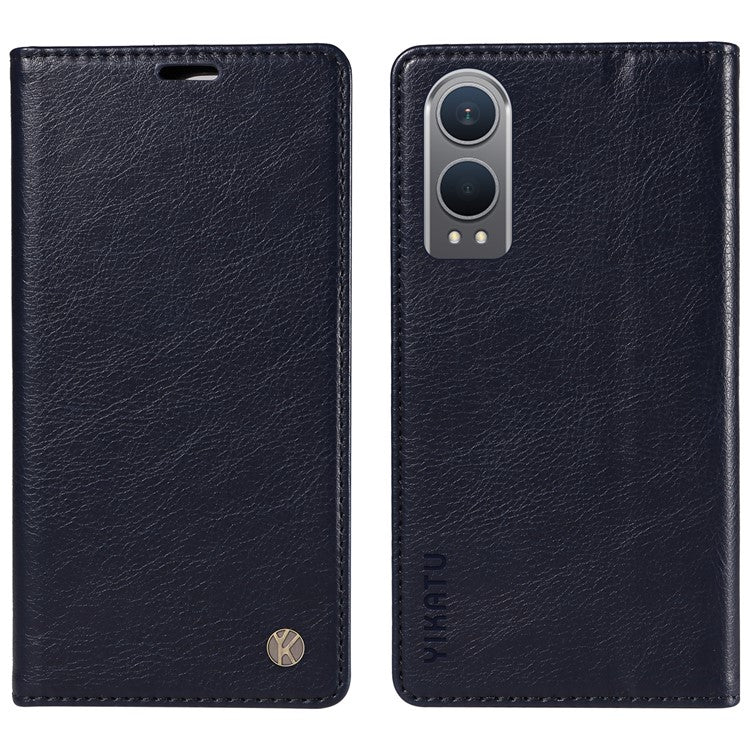 YIKATU YK-006 For OnePlus Nord CE4 Lite 5G / Oppo K12x 5G (China) Case Folio Magnetic Closure Leather Phone Cover - Navy Blue