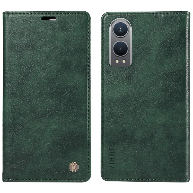 YIKATU YK-006 For OnePlus Nord CE4 Lite 5G / Oppo K12x 5G (China) Case Folio Magnetic Closure Leather Phone Cover - Green