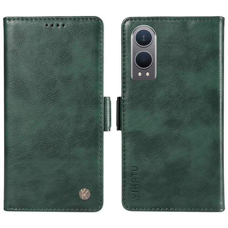 YIKATU YK-007 For OnePlus Nord CE4 Lite 5G / Oppo K12x 5G (China) Wallet Case Litchi Grain Leather Phone Protective Cover - Green