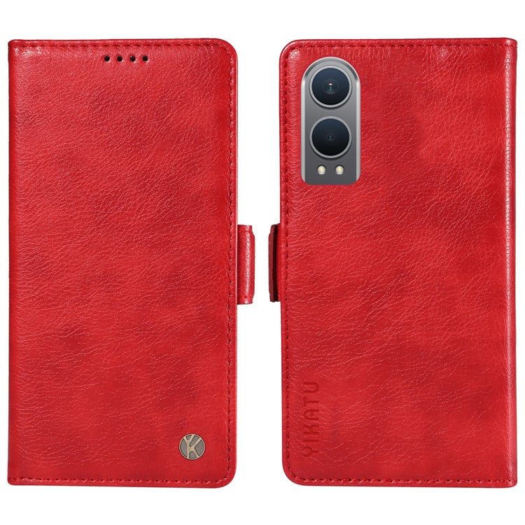 YIKATU YK-007 For OnePlus Nord CE4 Lite 5G / Oppo K12x 5G (China) Wallet Case Litchi Grain Leather Phone Protective Cover - Red