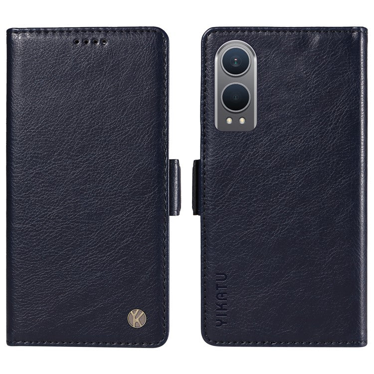 YIKATU YK-007 For OnePlus Nord CE4 Lite 5G / Oppo K12x 5G (China) Wallet Case Litchi Grain Leather Phone Protective Cover - Navy Blue