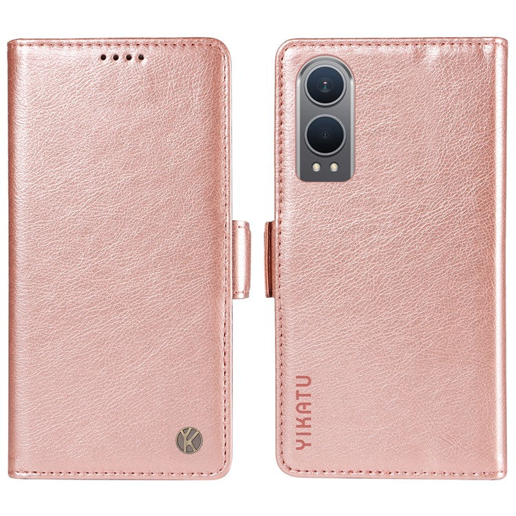 YIKATU YK-007 For OnePlus Nord CE4 Lite 5G / Oppo K12x 5G (China) Wallet Case Litchi Grain Leather Phone Protective Cover - Rose Gold