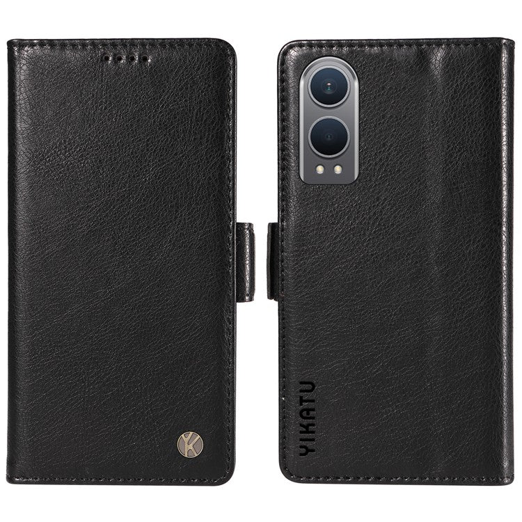 YIKATU YK-007 For OnePlus Nord CE4 Lite 5G / Oppo K12x 5G (China) Wallet Case Litchi Grain Leather Phone Protective Cover - Black