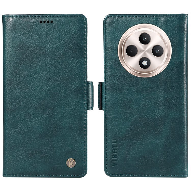 YIKATU YK-007 For Oppo Reno12 F 4G Case PU Leather Matte TPU Inner Shell Phone Cover Litchi Texture - Blue