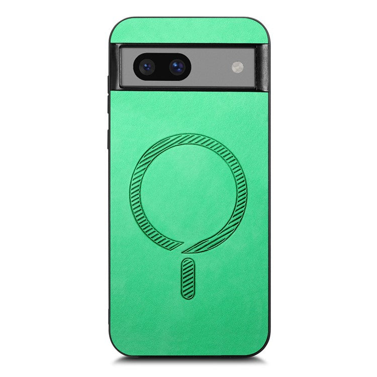 For Google Pixel 7 5G Leather Back Case Compatible with MagSafe Skin-Touch Phone Cover - Green